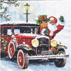Serwetka   -3210-   MINI 25x25 cm , wzór 4 krotny , Mikołaj
